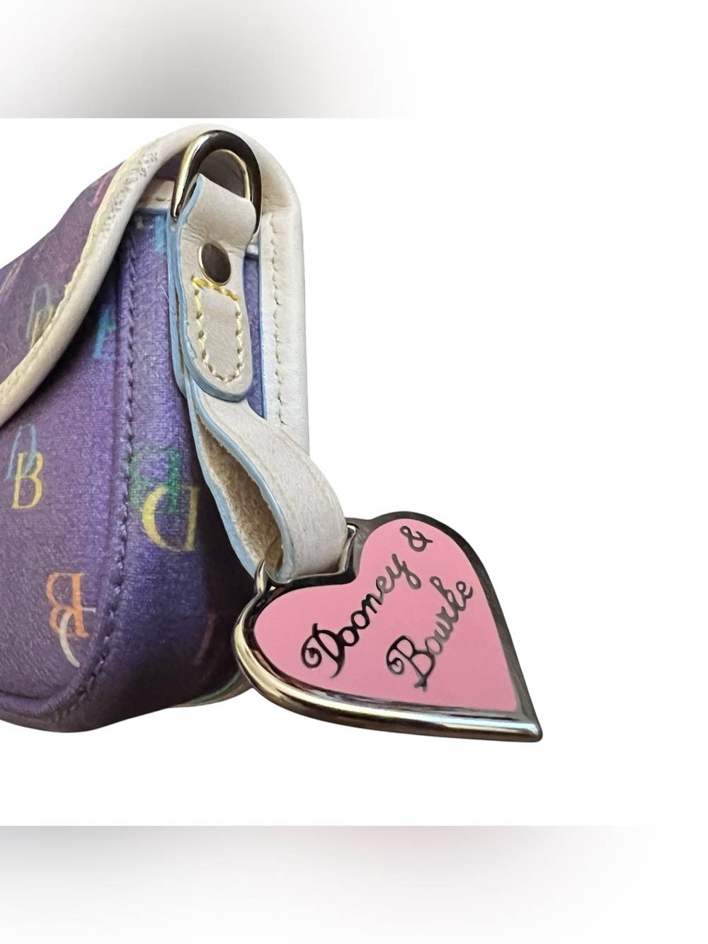 Vintage Dooney & Bourke Rainbow Monogram Flap Wristlet Purple Y2K - Picture 3 of 8